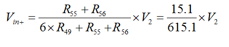 Calculation of Vin plus by voltage divider