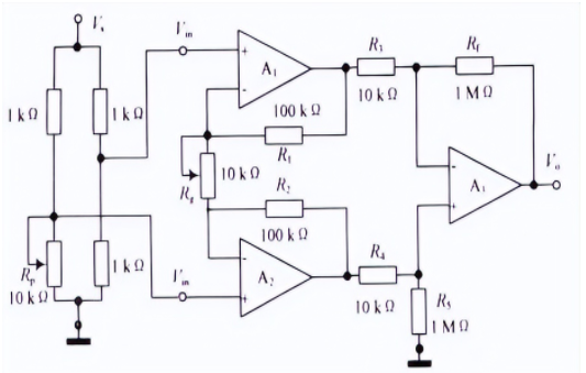 Single-op-amp instrumentation amplifier using LM741