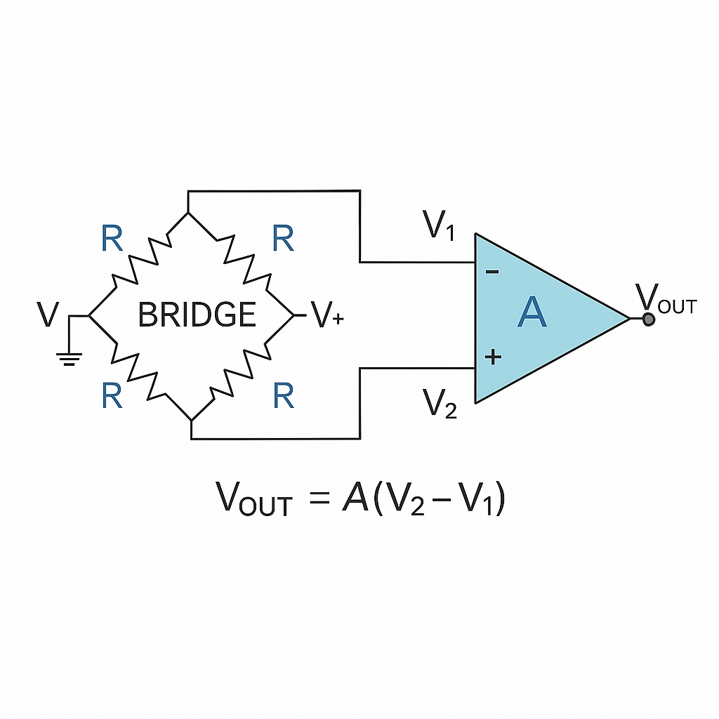 Wheatstone bridge differential amplifier