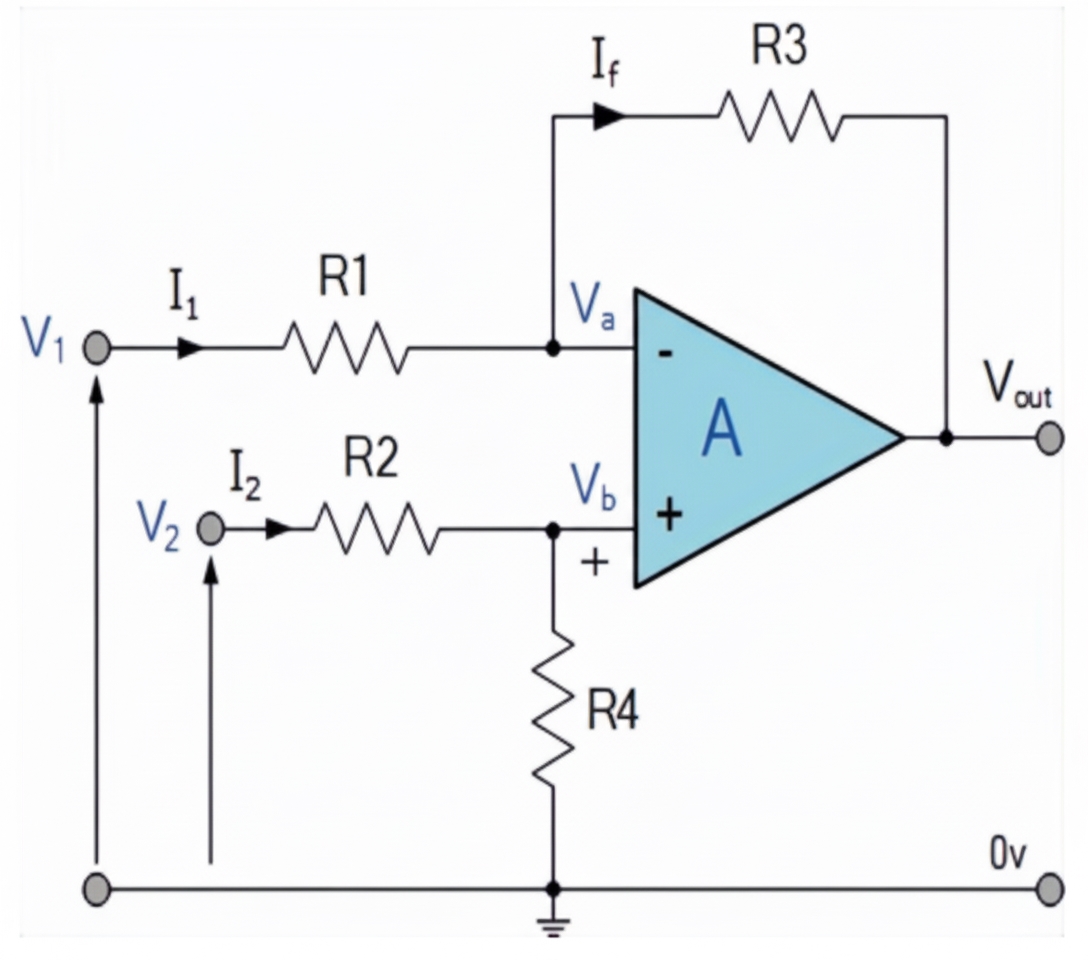 Op amp used as differential amplifier