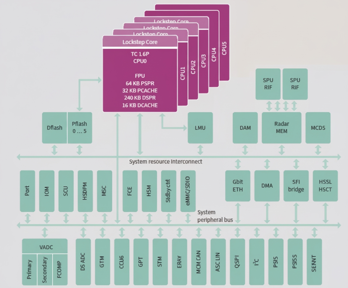 The AURIX family of multicore microcontrollers emphasizes real-time performance and embedded safety and security features.
