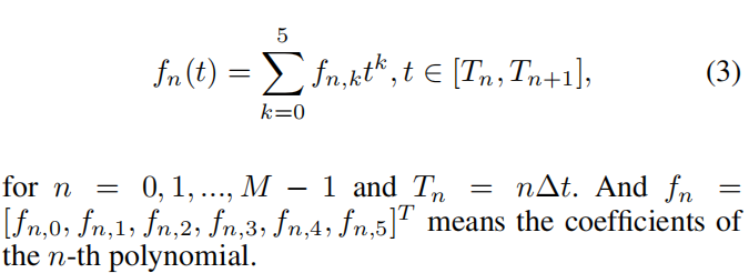 Piecewise polynomial trajectory formulation