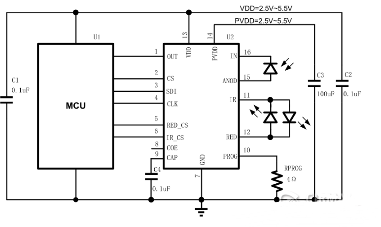 TS9517 application schematic with digital dimming and COE ambient-light pin