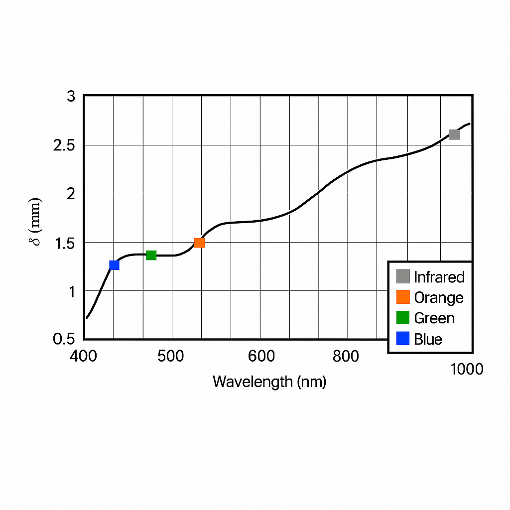 Optical penetration depth vs wavelength