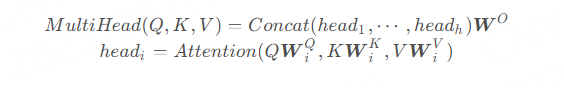 Multi-head attention formula