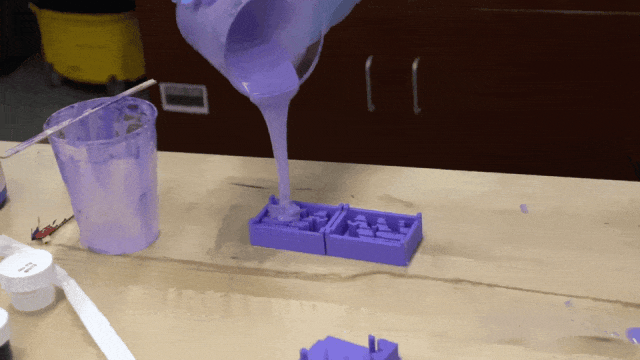 inflating silicone legs of the AI-designed robot