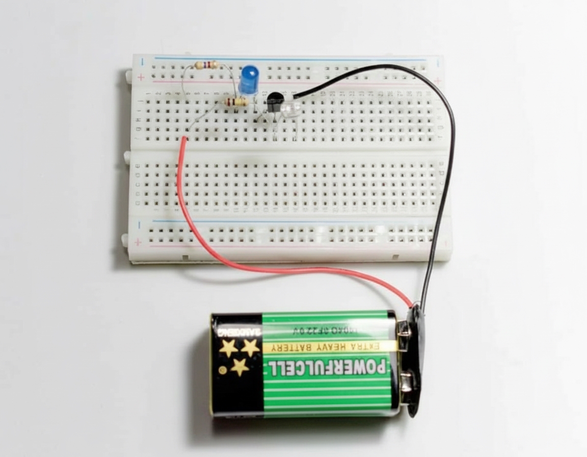 The photoresistor and the 100 kΩ resistor form a voltage divider.