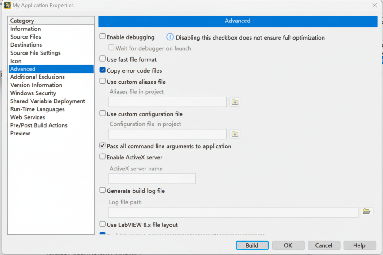build-advanced-option