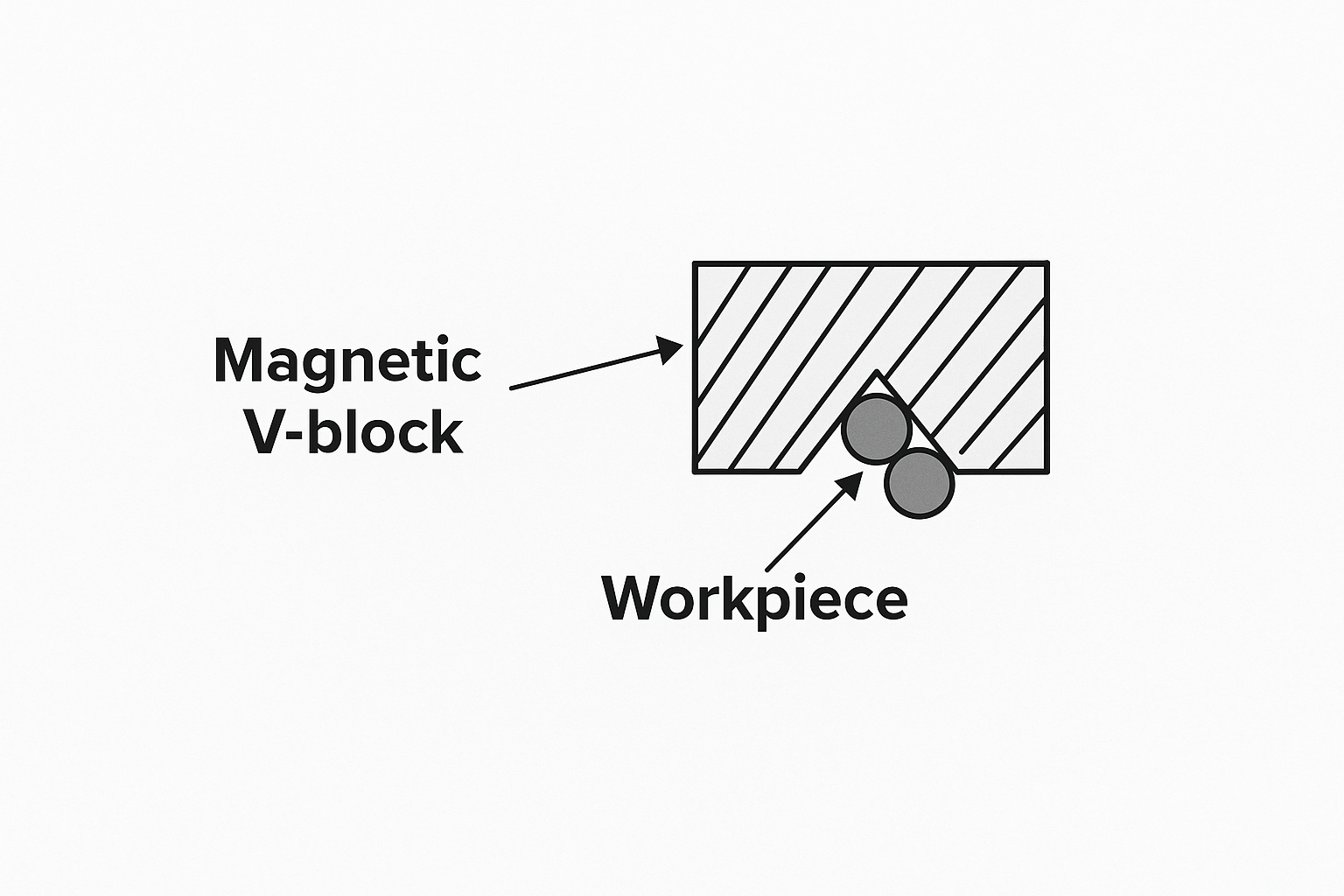 Magnetic V-block vs workpiece