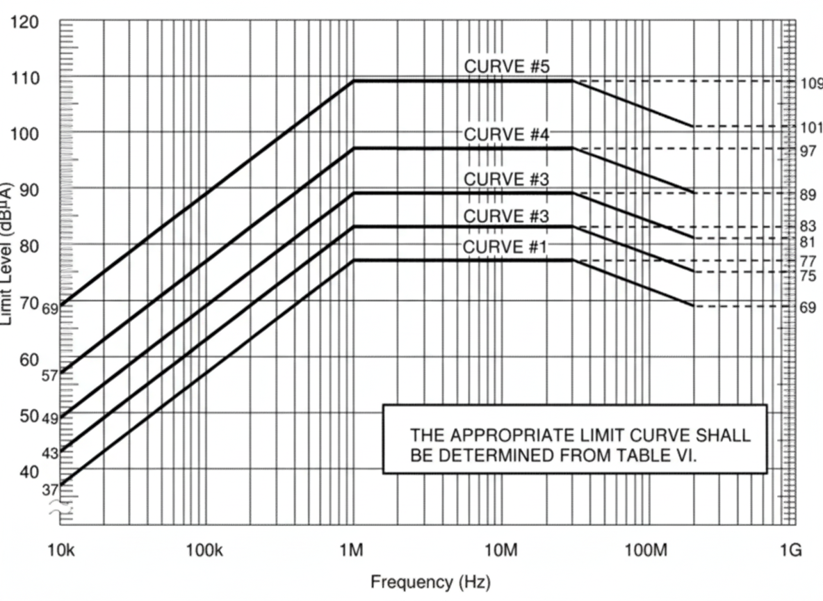 CS114 calibration limit curves in MIL-STD-461F