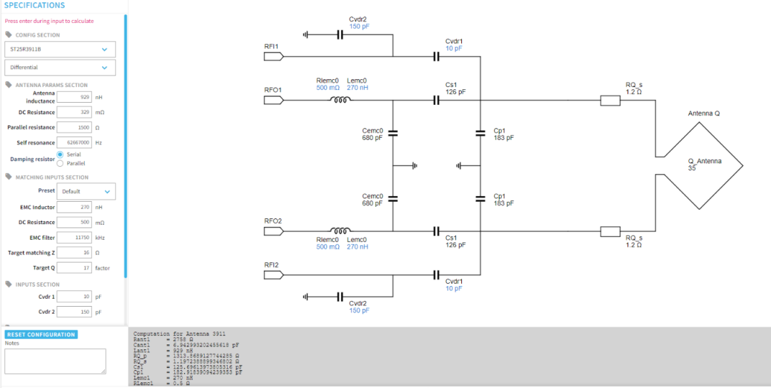 Antenna matching simulation