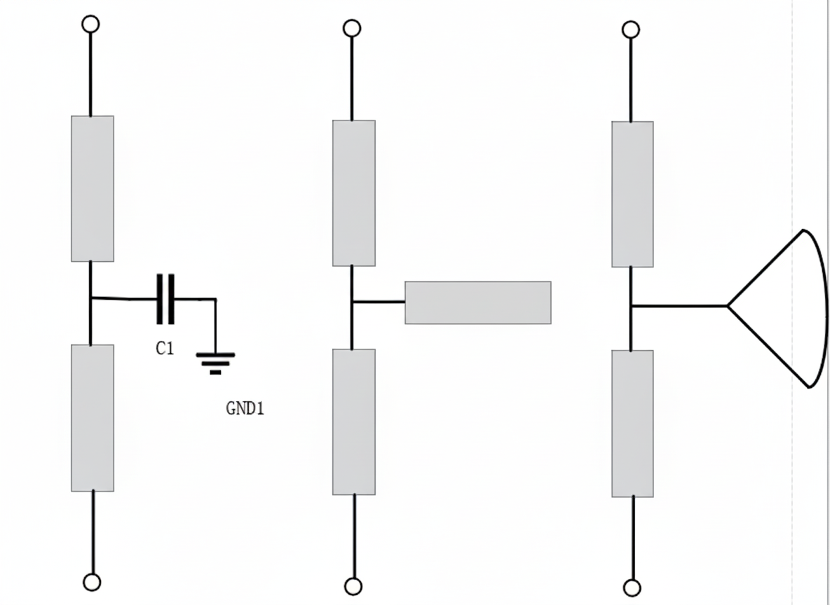 fan-shaped microstrip quarter-wave stub