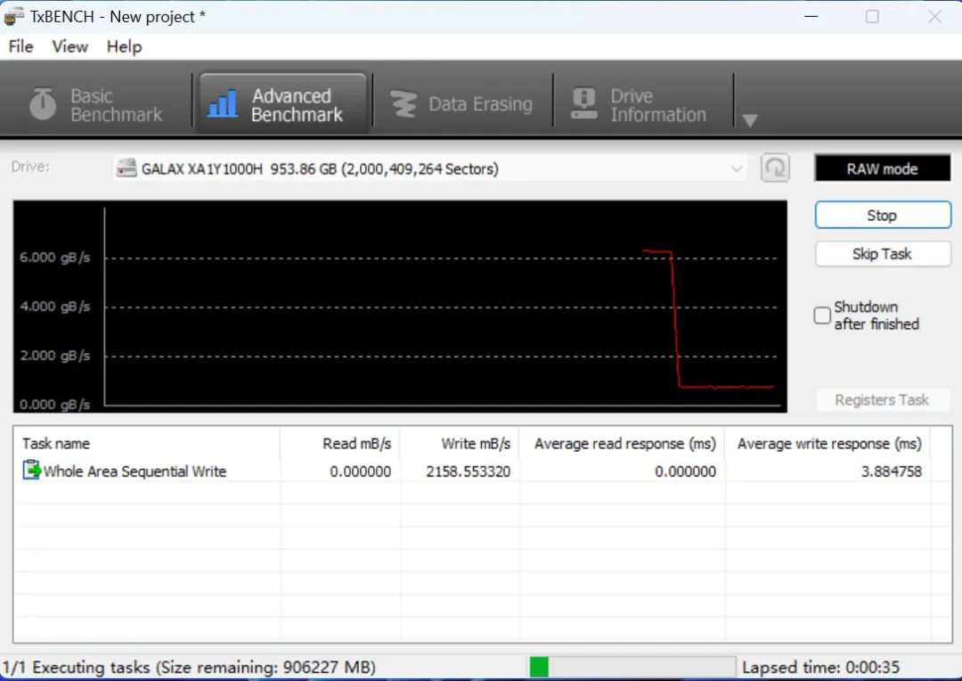 SLC cache measurement GALAX Star Yao 7000 Plus
