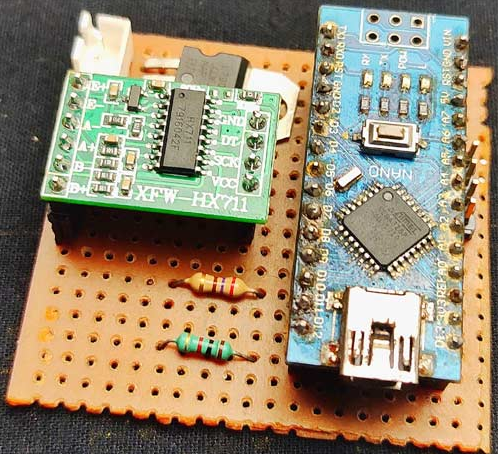 All components were soldered onto a standard perfboard.