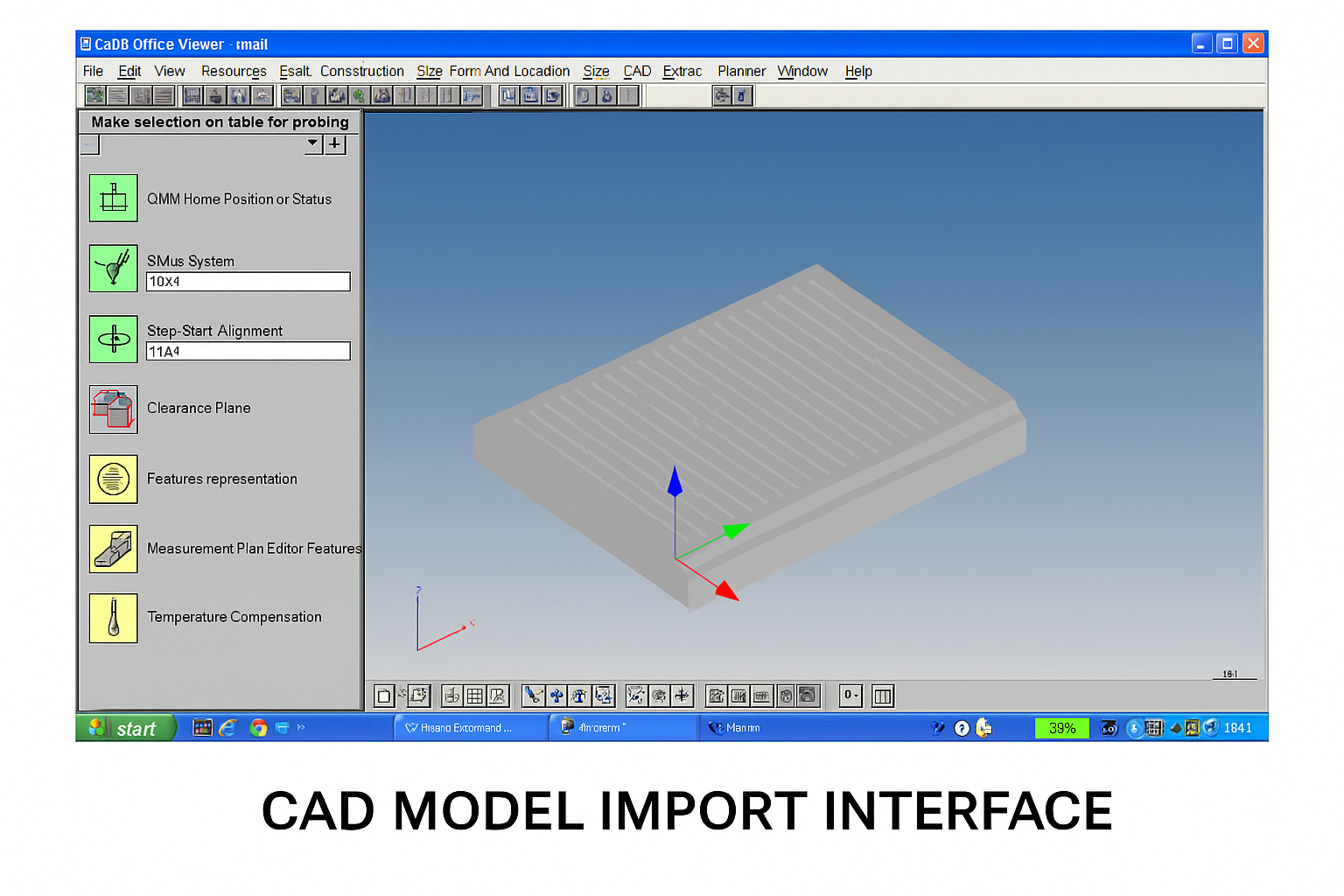 Calypso CAD model import interface