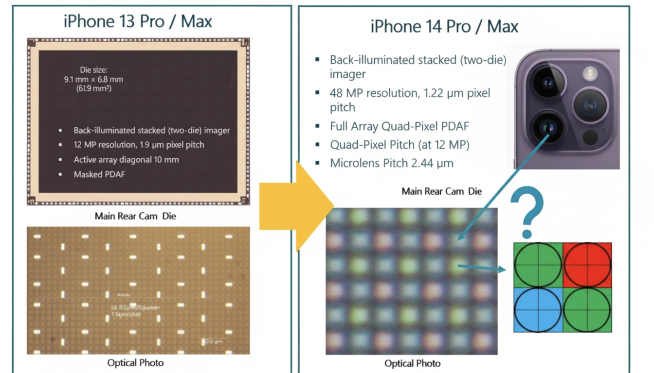 iPhone 13 Pro Max and iPhone 14 Pro Max main camera sensors