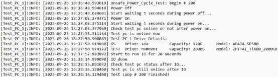 Power loss test result