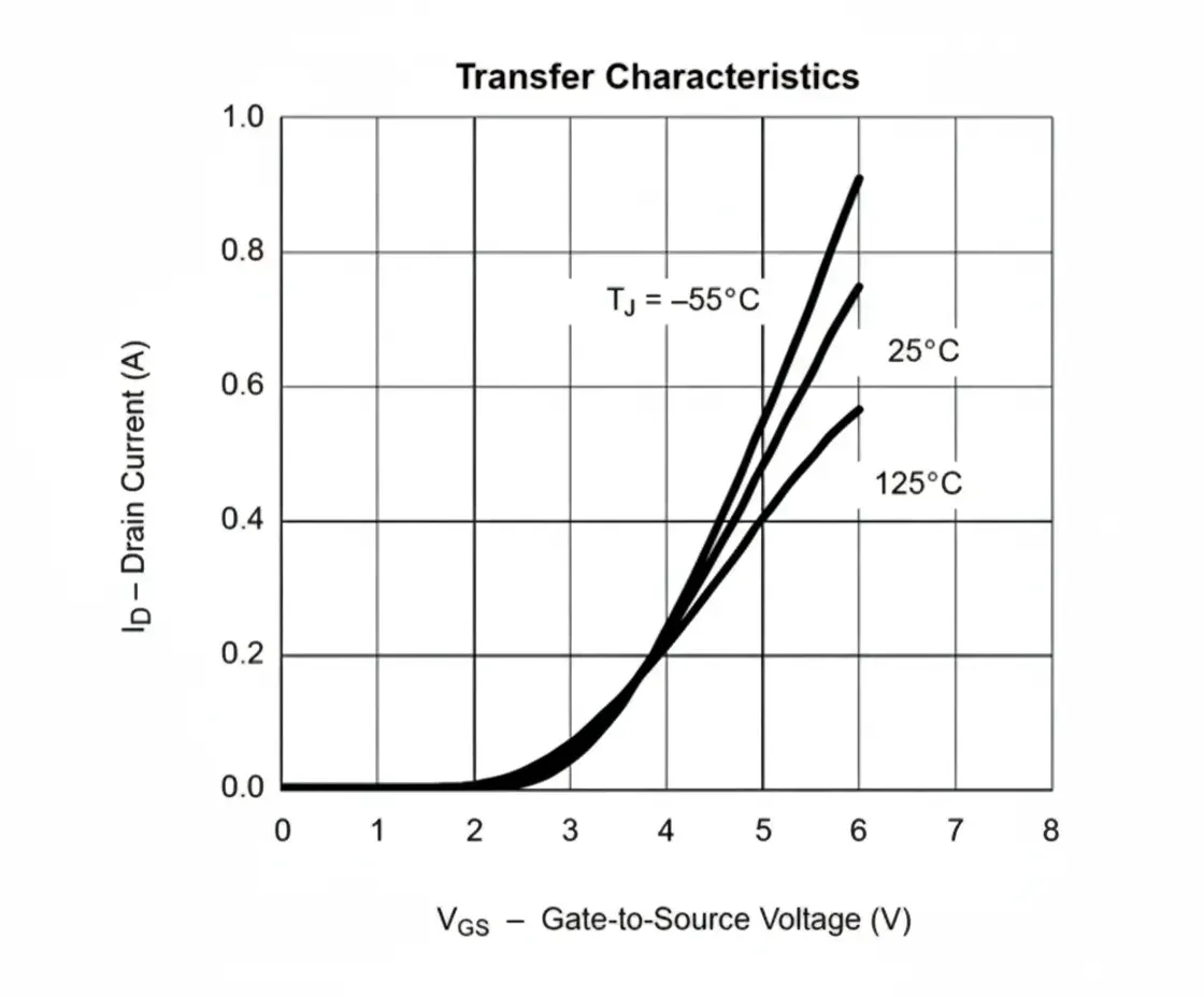 2N7002 VGS vs ID curve
