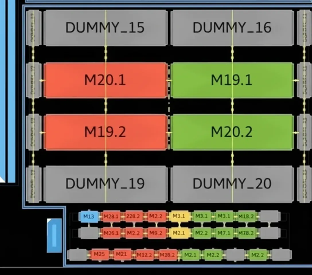 virtual rows were added above and below devices M19 and M20 using a menu option