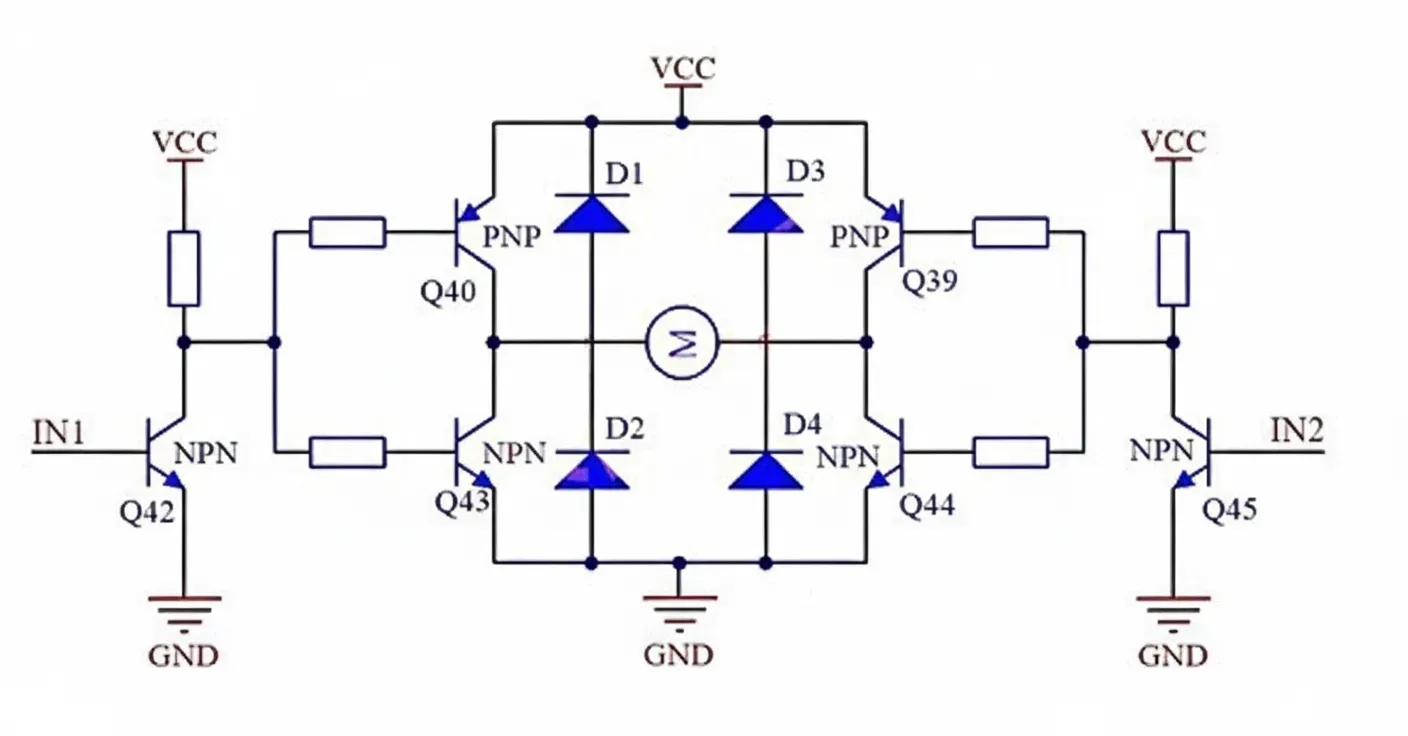 H-bridge with freewheeling diodes