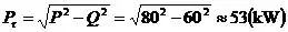 Power calculation showing derating when load power factor differs