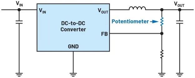 Switching regulator with potentiometer in resistor path