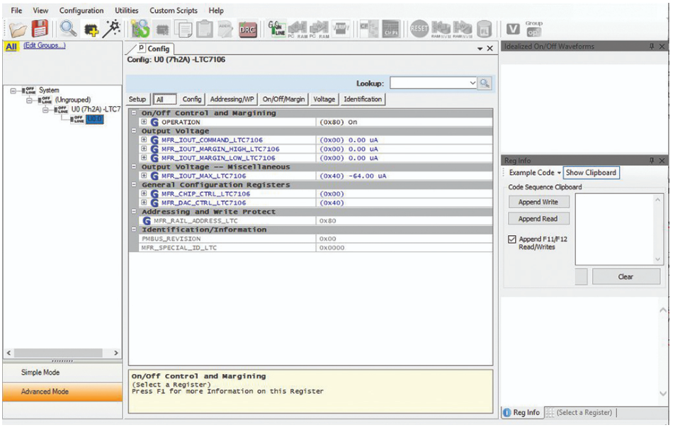 LTpowerPlay GUI for programming LTC7106 via PMBus or I2C