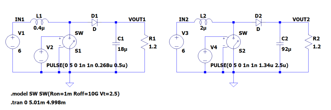 Boost regulator schematic 2MHz and 400kHz