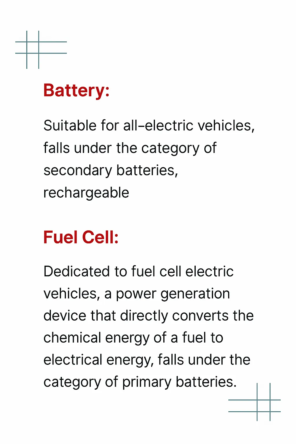 secondary battery vs fuel cell