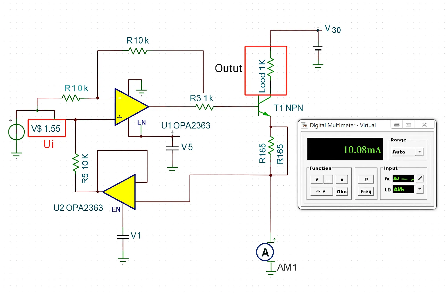 Voltage-to-Current Converter Circuits: Simulation Analysis