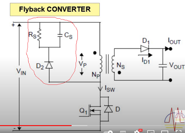 Flyback RCD snubber variant 1