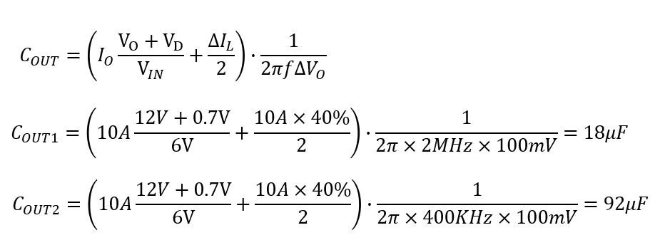 Output capacitor calculation formula
