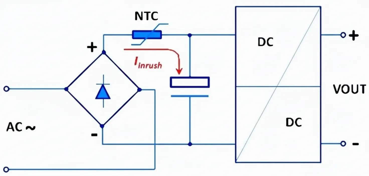 Choosing an NTC with an appropriate resistance-temperature characteristic minimizes power loss during normal operation.