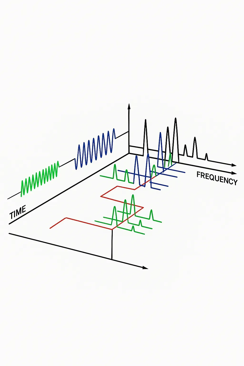 Relationship among frequency domain, time domain, and amplitude