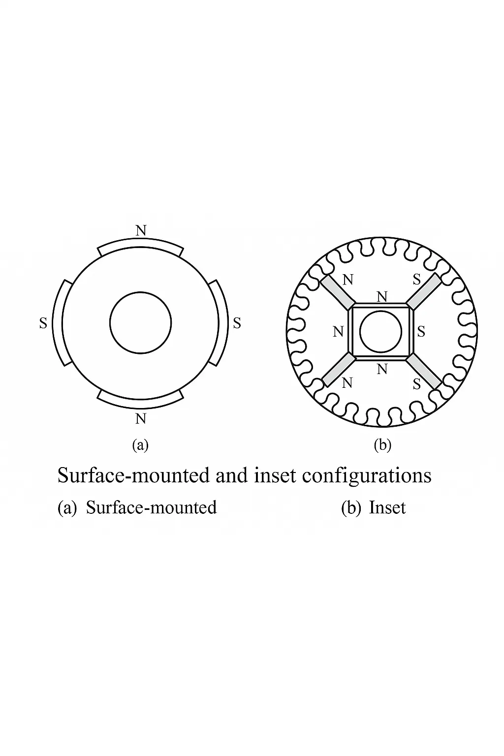 surface-mounted and interior-mounted magnet