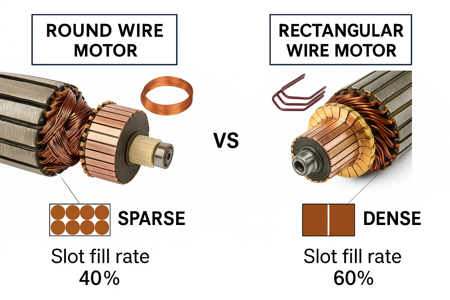 round vs flat wire slot fill comparison
