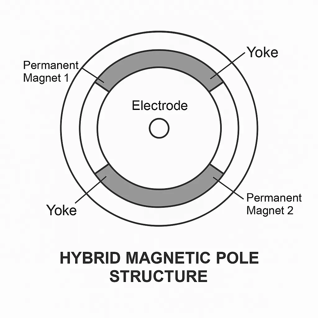 hybrid magnetic pole structure