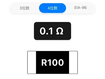 Examples of 'R' notation in SMD resistor codes
