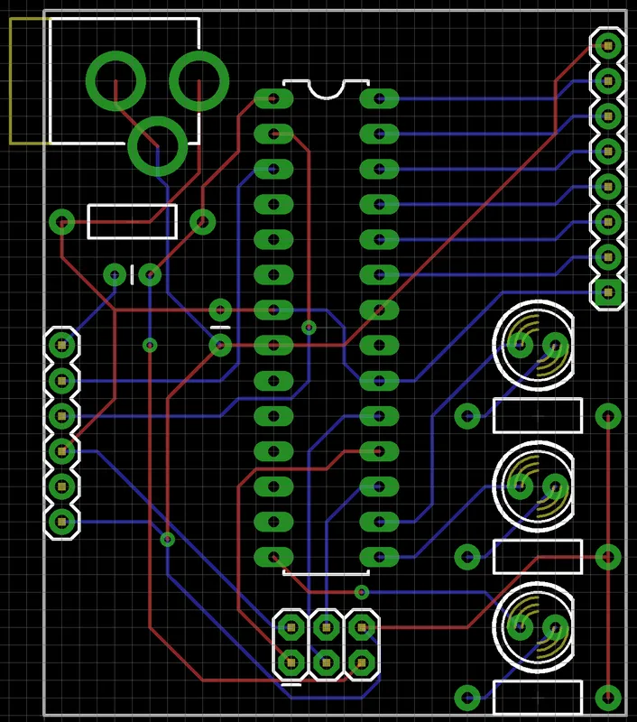 Same example after routing completed; review which placement choices aided routing.