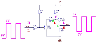 Two PNP high-side stages remain inverting in this configuration