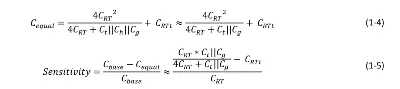 Formulas for mutual-capacitance equivalent and sensitivity