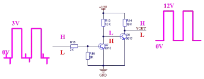 BJT inverter rejecting input glitches and high-frequency interference