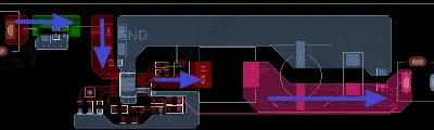 Highlighted primary current paths and copper distribution