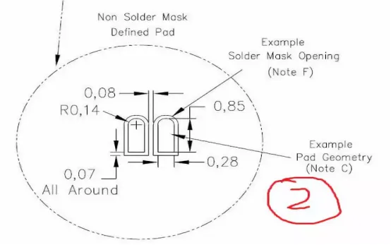 Thermal pad dimension callouts - sheet 1