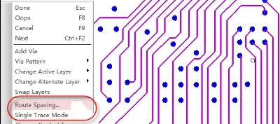 Route Spacing menu during multi-trace routing