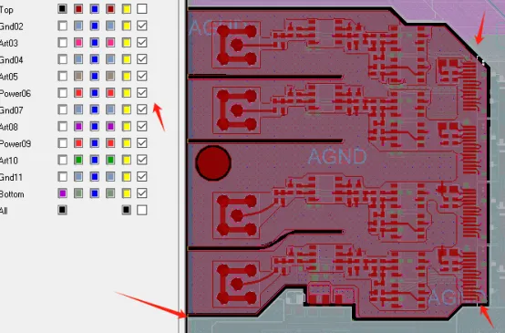 Ground and power split layout example