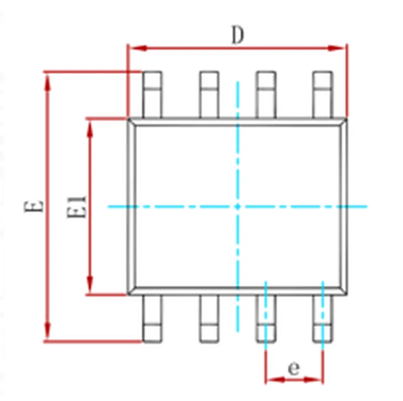 SOP footprint with geometric center alignment and explicit pin-1 and orientation