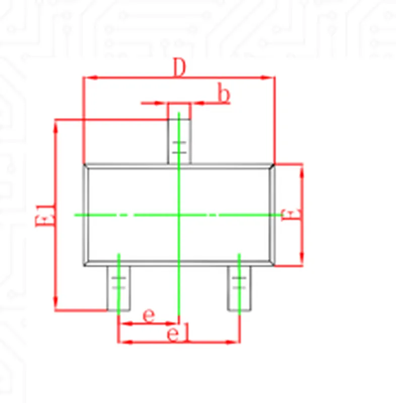 SOT23 dimensions and centerlines used to define a stable local datum