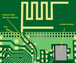 Antenna keepout area with multilayer clearance and minimum 5 mm spacing