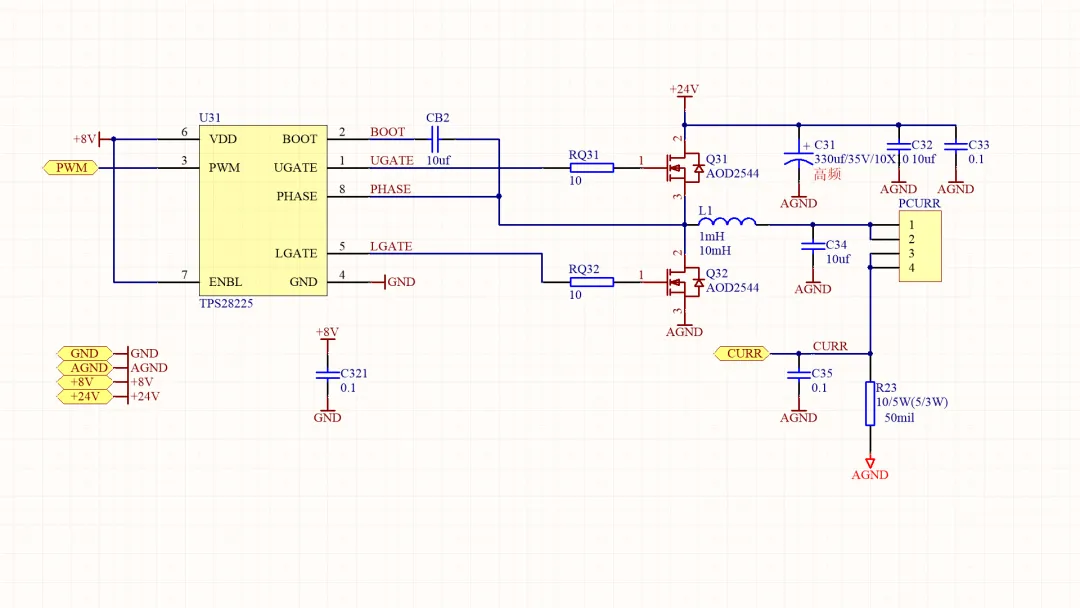 Simplified LC output network equivalent used for transfer function derivation